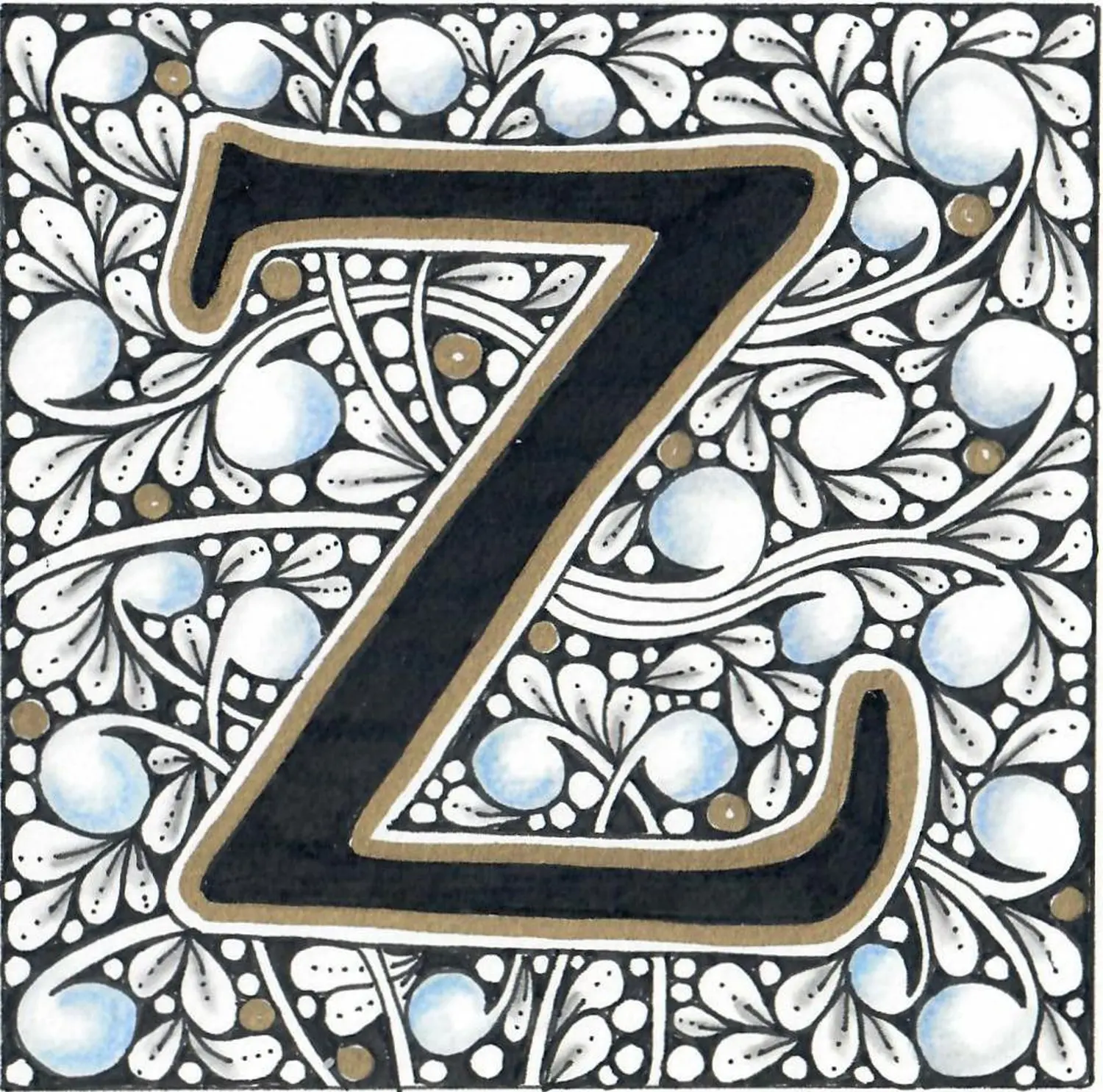 Happytangle, der Buchstabe „Z“ in Mustern gezeichnet