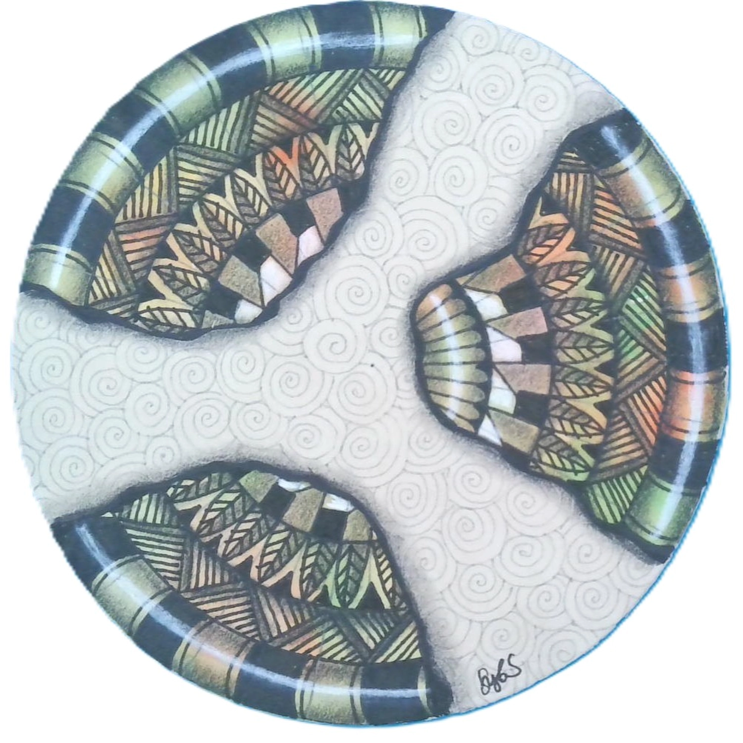 Happytangle, farbiges Muster Mandala Kunst mit sechseckigen Formen