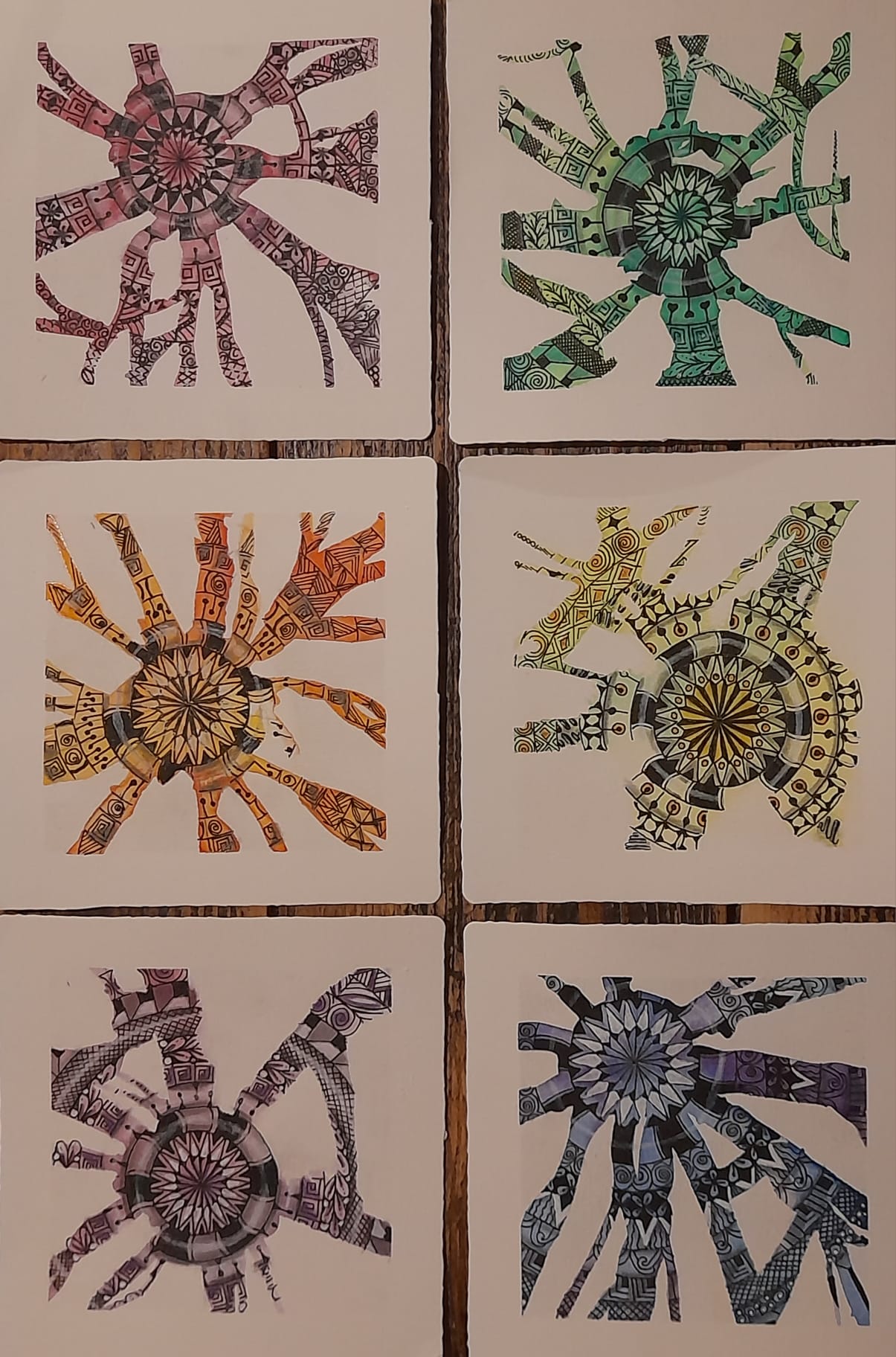 Happytangle, farbiges Muster Mandala Kunst mit Sternen