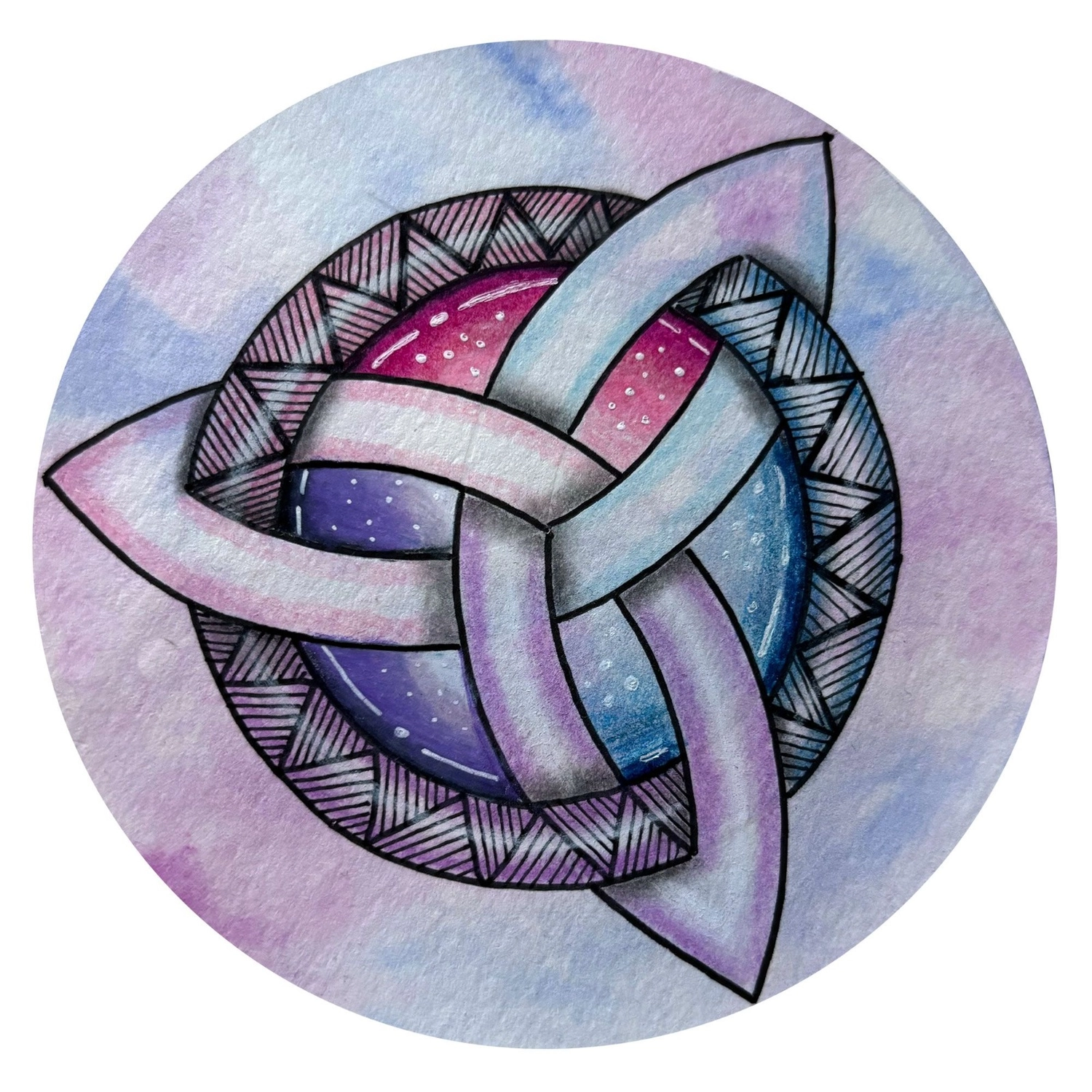 Happytangle, farbiges Muster Mandala Kunst mit Sternen