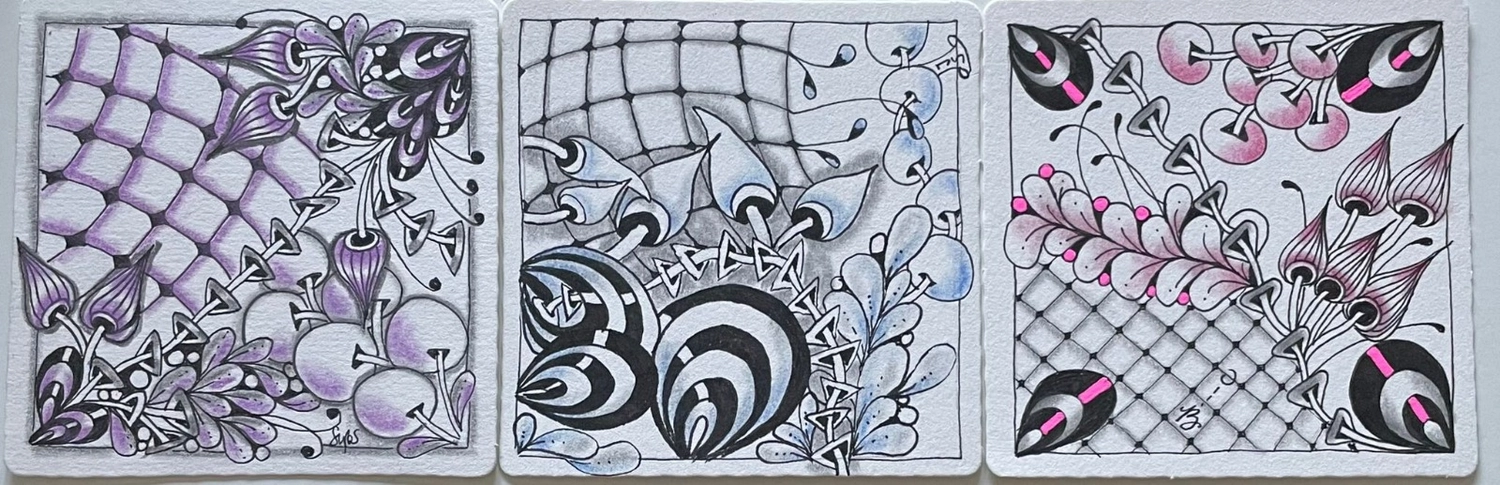 Happytangle, Cartoon Schnecke Zeichnung gefüllt mit Mustern